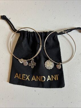 Alex and Ani Silver Clover Charm Expandable Bangles